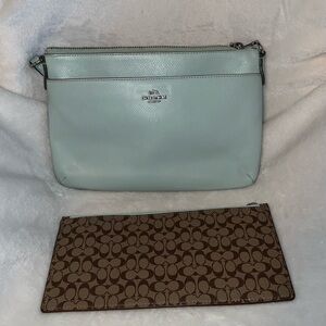 Coach Mint Green East-West Crossbody with Classic Print PopUp Pouch